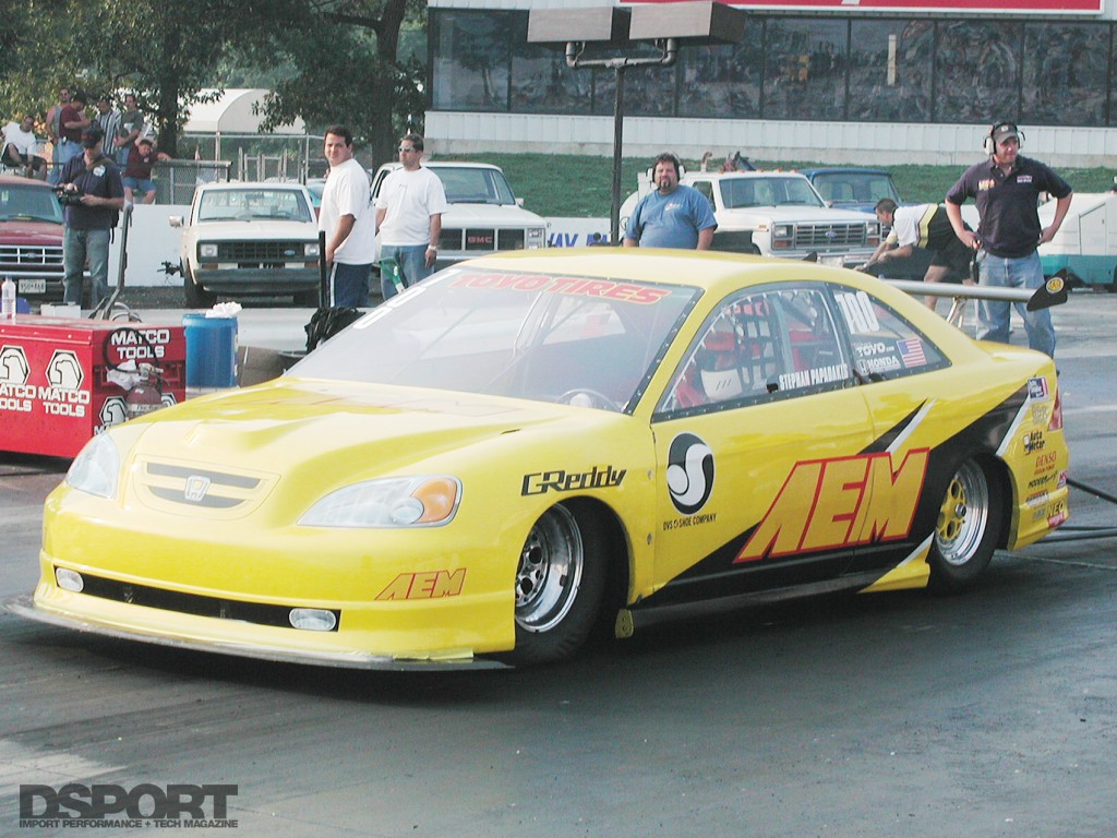 Papadakis' AEM Drag Civic at the track