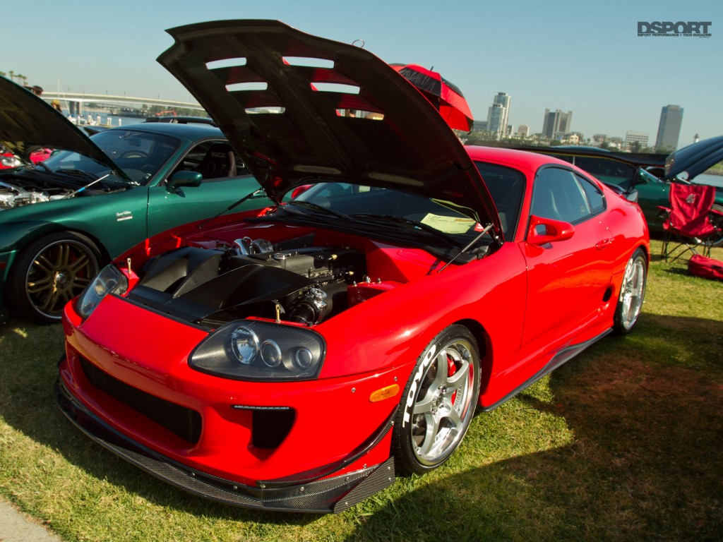 Red supra with bodykit in Long Beach