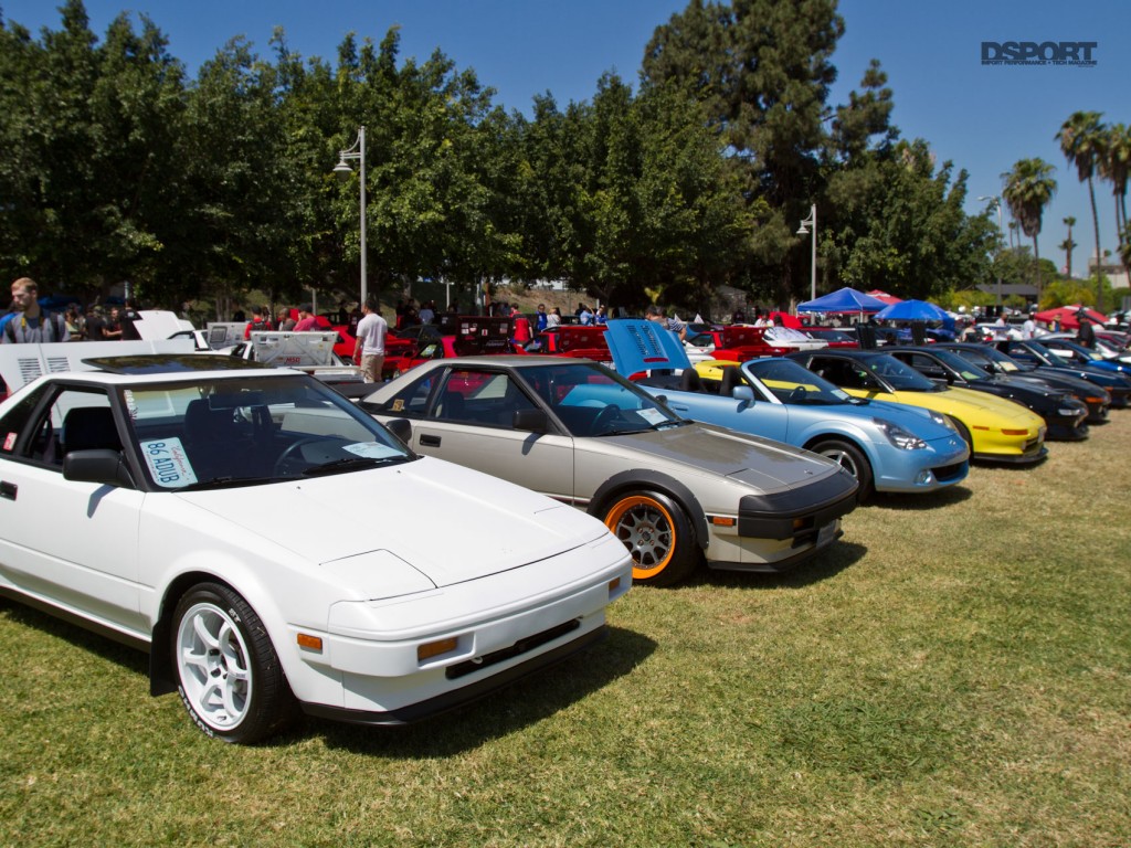 Classic Toyotas lined up at Toyotafest