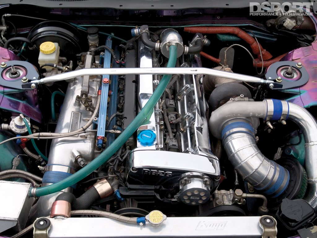 Engine bay of the Signal Auto R34