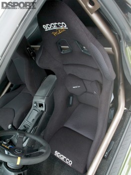 Sparco seat inside Jensen's RB25 Nissan 240SX