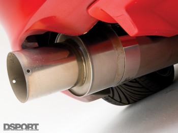 Close up of the exhaust on Tony's 9 second Supra
