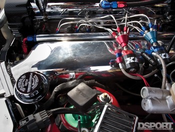 The manifold on the "Big Red" Toyota Supra