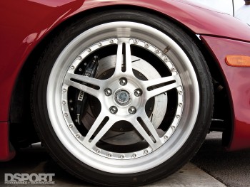 Wheel and tire combination on the "Big Red" Toyota Supra