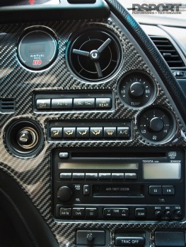 Carbon dash with gauges in the 1,067 whp Toyota Supra