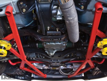 The sub frame brace under the car