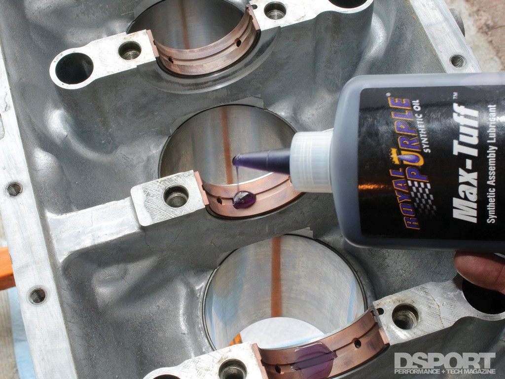 Applying lube to engine bearings