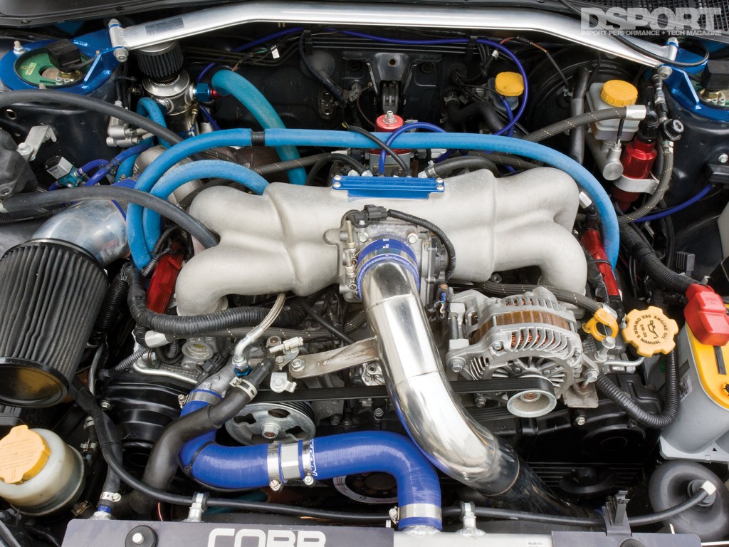 Engine bay of the 642 HP STI