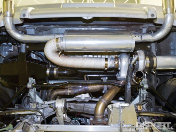 Turbo manifold on the turbocharged Acura NSX