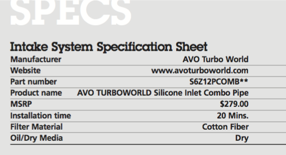 AVO Turbo World Intake system for FR-S/BRZ