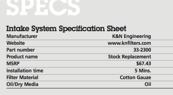 K&N Panel Intake system for FR-S/BRZ