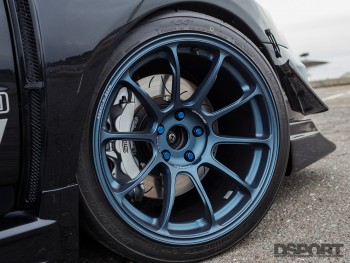 The volk racing wheels on Tomczek’s Subaru STI