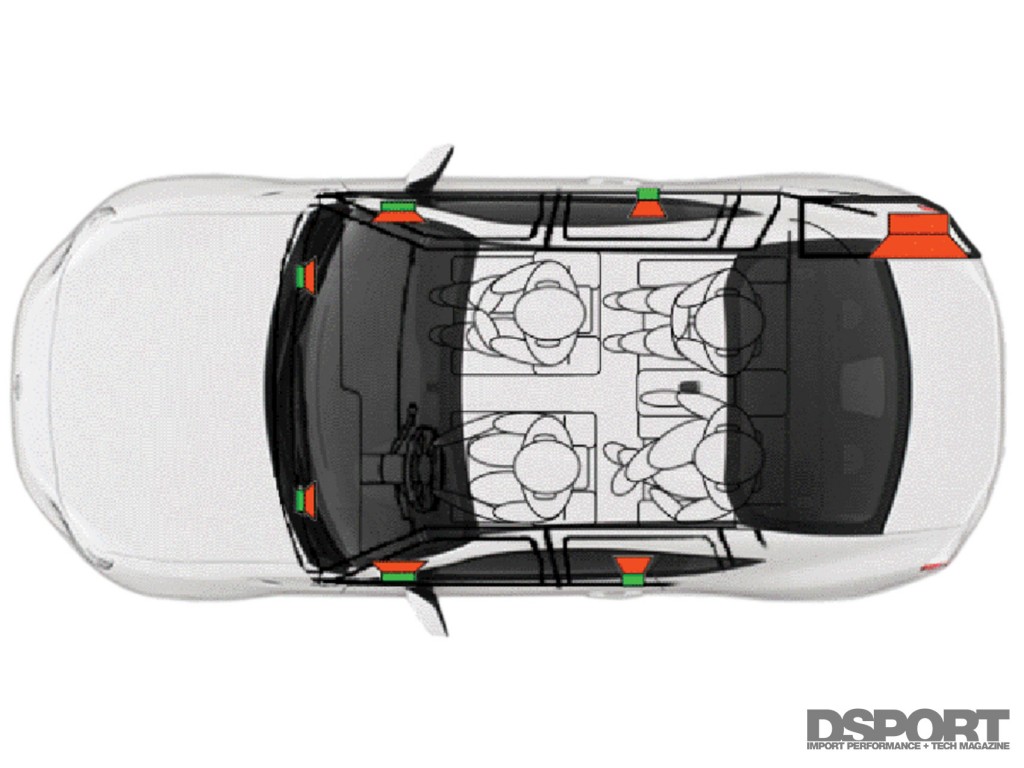 Diagram of the install location for the OEM Audio+ sound system