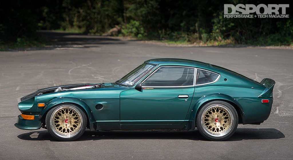 Side profile of the Twin Turbocharged VQ-powered Datsun 240Z