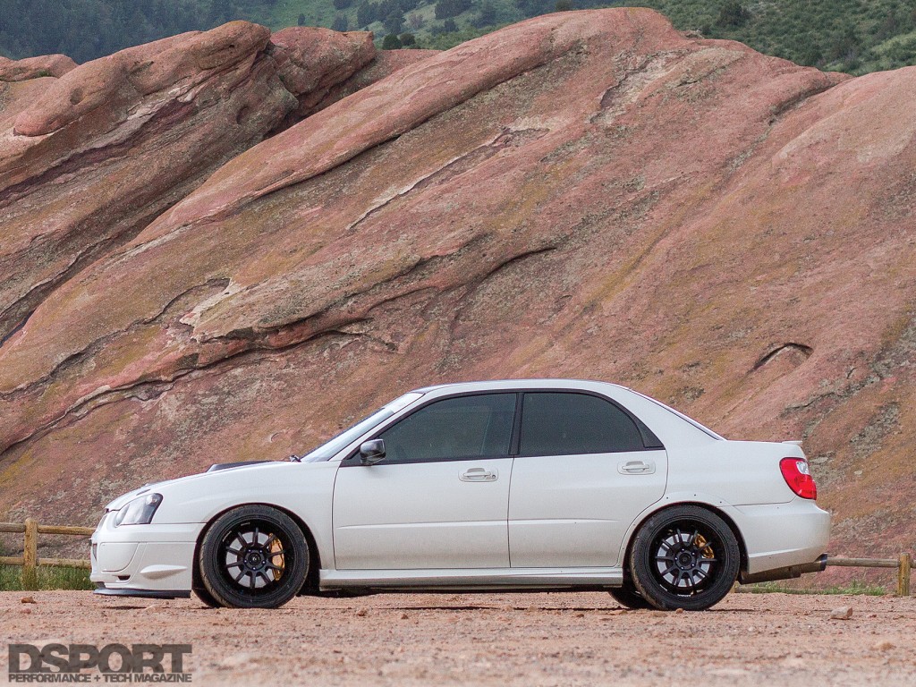 Side profile of the 585hp STI