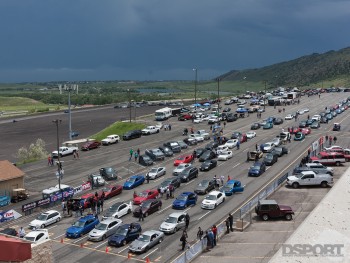 cars lined up in staging lane