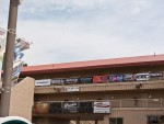The sponsers banners hanging at bandimere speedway