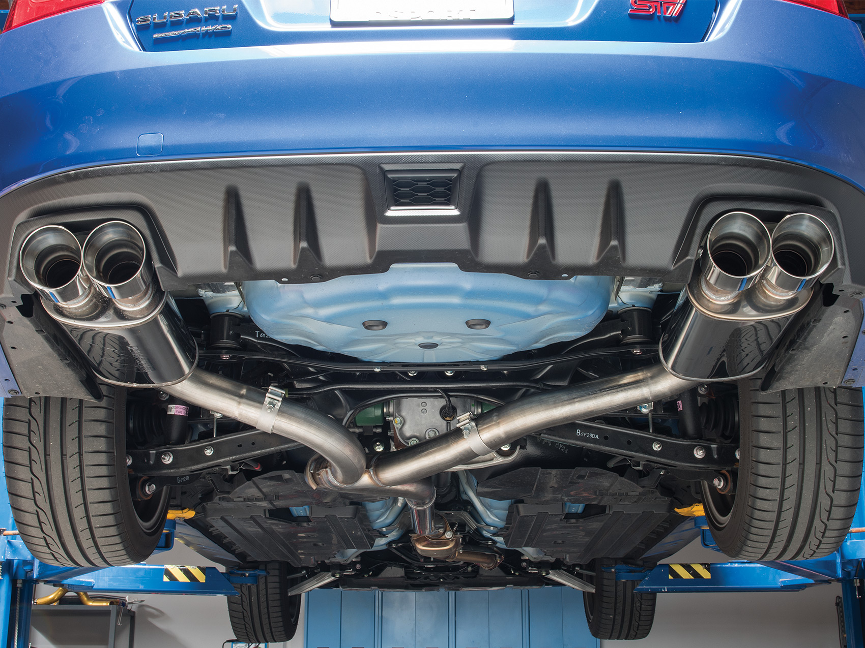 Dual Muffler 4" Beveled Edge Tip Catback Exhaust System for 05-09 Subaru Legacy